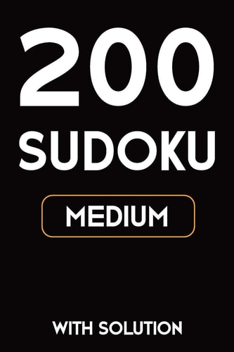 200 Sudoku Medium with Solution Puzzle Book, 2 Puzzles Per Page, 9x9
