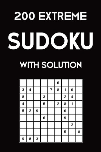 200 Extreme Sudoku with Solution Puzzle Book, 9x9, 2 Puzzles Per Page
