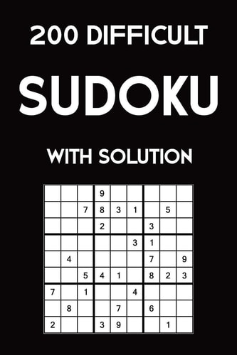 200 Difficult Sudoku with Solution 9x9, Puzzle Book, 2 Puzzles Per Page