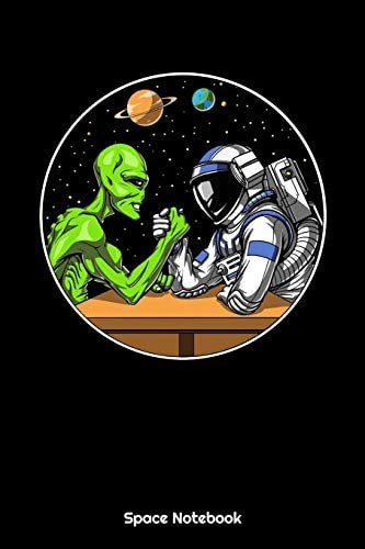 Space Notebook Space Alien Astronaut Arm Wrestling Notebook
