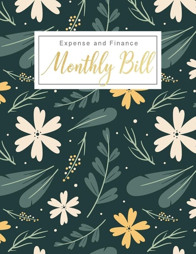 Monthly Bill Expense and Finance Personal Finance Monthly Bill Planning Budgeting Record, Expense Organize Your Bills and Plan for Your Expenses