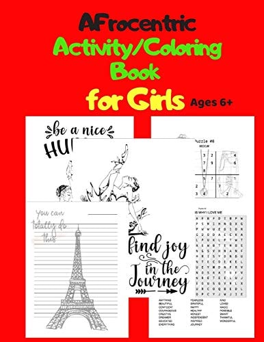 Afrocentric Activity/Coloring Book for Girls Ages 6+ Sudoku, Word Search, & Coloring Pages & Positive Quotes
