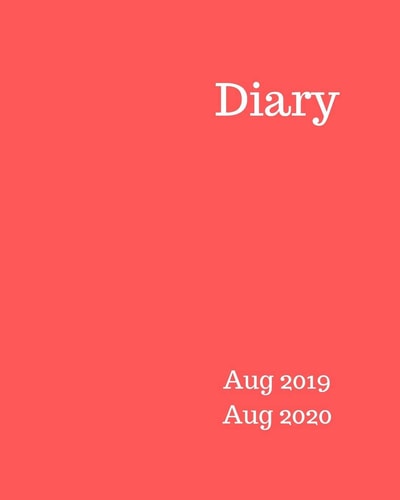 Diary Aug 2019-Aug 2020 8x10 Day to a Page Academic Year Diary, Hourly Appointments and Space for Notes on Each Page. Perfect for Teachers, Students and Small Business Owners. Plain Bright Red Design