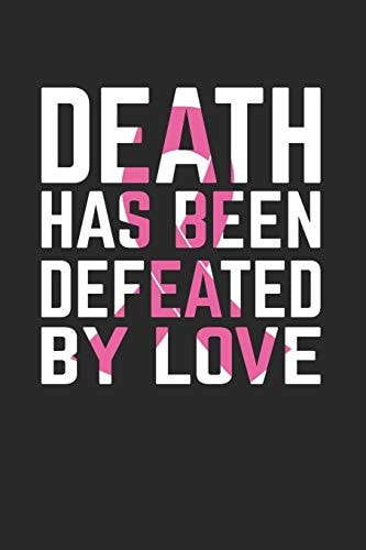 Death Has Been Defeated By Love A5 Notizbuch Kariert - Kampf Gegen Brustkrebs Bewusstsein Rosa Schleife