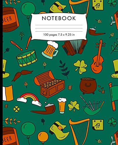 Notebook Irish St. Pattrick Pattern Hand Writing Paper. 100 Pages Handwriting Book 7. 5 X 9. 25 Inches for Practice Writing