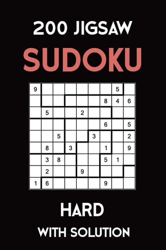 200 Jigsaw Sudoku Hard With Solution Puzzle Book,9x9, 2 Puzzles Per Page