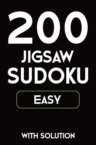 200 Jigsaw Sudoku Easy With Solution 9x9, Puzzle Book, 2 Puzzles Per Page