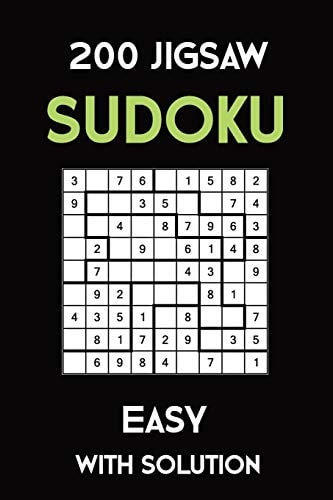 200 Jigsaw Sudoku Easy With Solution Puzzle Book,9x9, 2 Puzzles Per Page