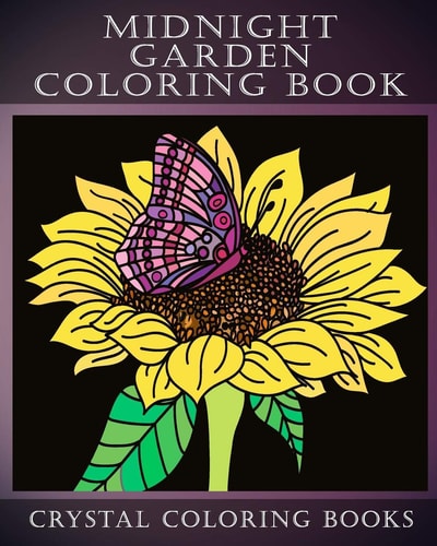 Midnight Garden Coloring Book 30 Beautifully Hand Drawn Easy Coloring Pages. Each Page Has a Flower Design Printed Onto a Black Background Giving a Stunning Night Effect