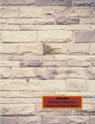 BethBirdBooks 120 Pages College Rule Orange and Maroon Design