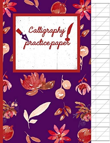 Calligraphy Practice Paper Floral Red Watercolor Hand Writing Workbook for Adults & Kids 120 Pages of Practice Sheets to Write in (8. 5x11 Inch).