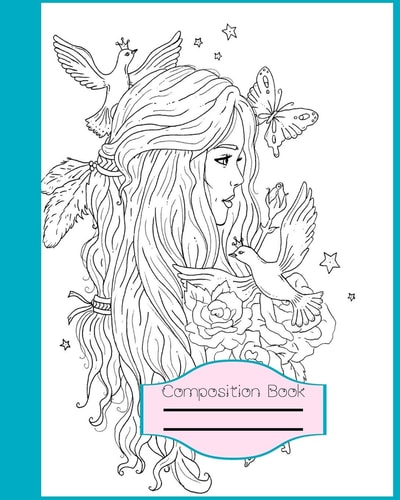 Composition Book Pretty Princess Coloring Notebook for Girls, Children, Teens and Little Princesses with Pink and Teal for Students and Young Adults