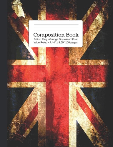 British Flag - Grunge Distressed Print Wide Rule Union Jack Edition