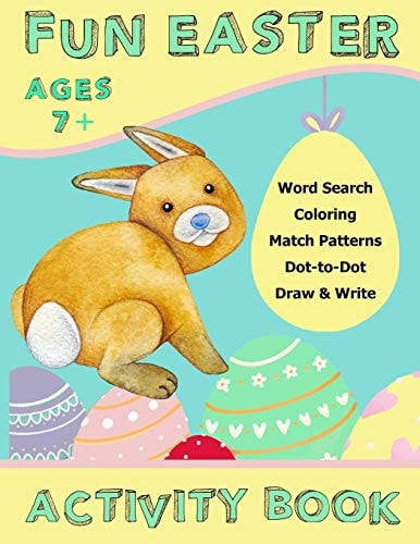 Fun Easter Activity Book Brain Games and Creativity Activities Like Word Search Coloring Dot to Dot Puzzle Draw and Write for Kids Large Size