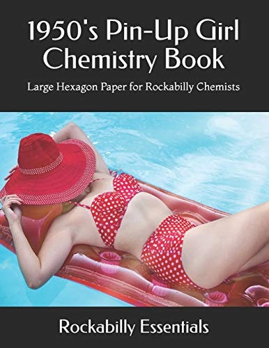 1950's Pin-Up Girl Chemistry Book Large Hexagon Paper for Rockabilly Chemists