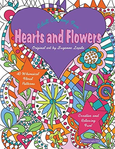 Hearts and Flowers Adult Coloring Fun