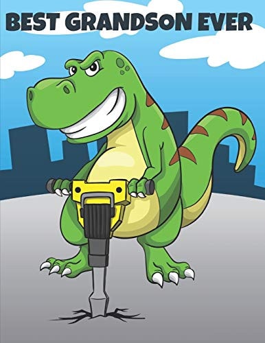 Best Grandson Ever Personalized Dinosaur Sketchbook Notebook For Writing Drawing Doodling Sketching With Dinosaur Colouring Pages