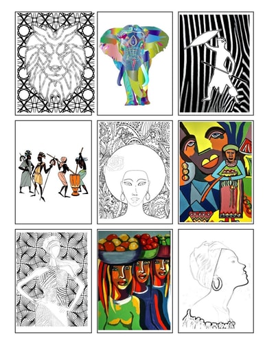Coloring Book of African Art 70 Images to Copy, Colour Or Paint