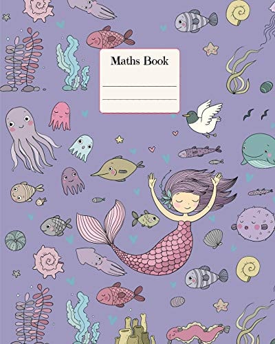 Maths Book Lovely Mermaid Theme: Grid Paper, Large. 100+ Pages Book for Girls, Kids, School, Students and Teachers