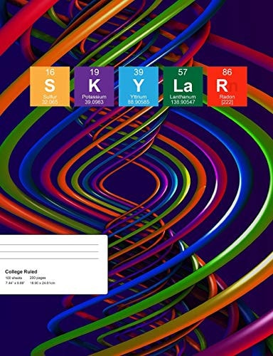 Skylar Skylar Composition Notebook, Personalised Name Notebook, Periodic Table Style Science Fan Notebook, Future Chemist Notebook, 7.44 X 9.69 College Ruled Paper With 200 Pages