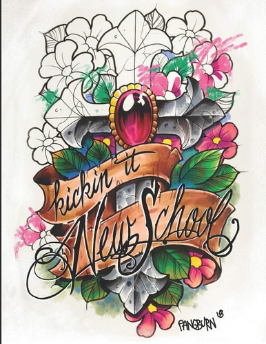 Kickin It New School An Adult Coloring Book of Illustrative Tattoo Designs