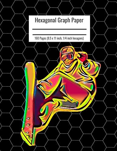 Hexagonal Graph Paper Organic Chemistry & Biochemistry Notebook, Vibrant Snowboarder Cover, 160 Pages (8. 5 X 11 Inch, 1/4 Inch Hexagons)