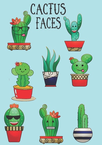 Cactus Faces Fun Coloring Book For Kids.