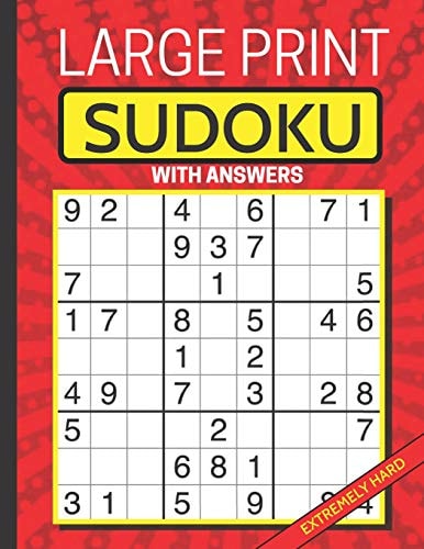 Large Print Sudoku Puzzle Book for Adults: Extremely Hard (with Answers)