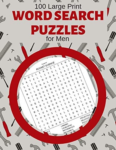 100 Large Print Word Search Puzzles For Men Brain Game Entertainment Activity Book
