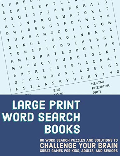 Large Print Word Search Books 80 Word Search Puzzles and Solutions to Challenge Your Brain Great Games for Kids, Adults, and Seniors (Volume 3)