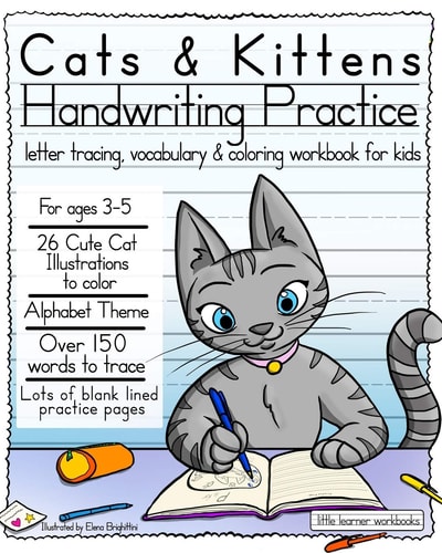 Cats & Kittens Handwriting Practice Letter Tracing, Vocabulary and Coloring Workbook for Kids