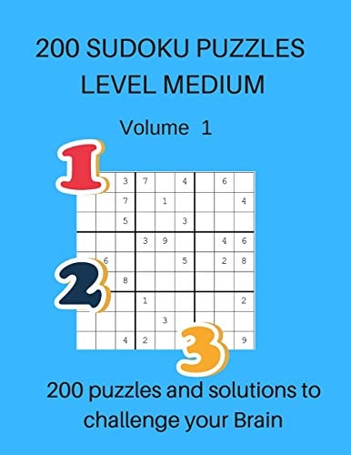 200 Sudoku Puzzles Level Medium Volume 1 200 Puzzles and Solutions to Challenge Your Brain. Bright Orange Cover Design