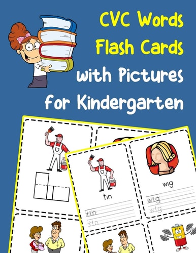 CVC Words Flash Cards with Pictures for Kindergarten Vowels and Consonants Missing Word Activity Flashcards