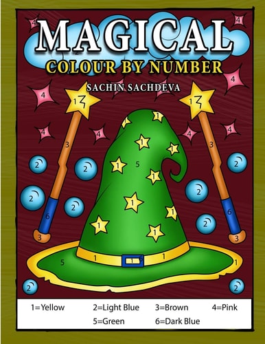 Magical Colour by Number Magical Elements Composed of Enchanting Lamps, Magical Books, Wands, Brooms, Wizard Hat Coloring Book for Kids Ages 4-8