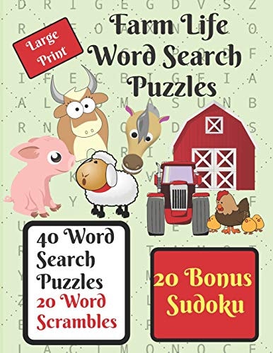 Farm Life Word Search Puzzle Book Give Your Brain a Workout with These 40 Word Search Puzzles, Farm Life Themed, Plus 20 Word Scrambles and 20 Sudokus As a Bonus