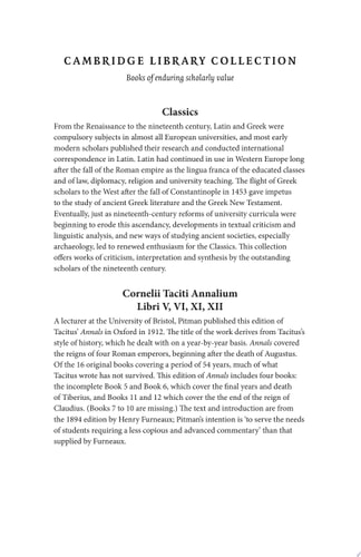 Cornelli Taciti Annalium, Libri V, VI, XI, XII