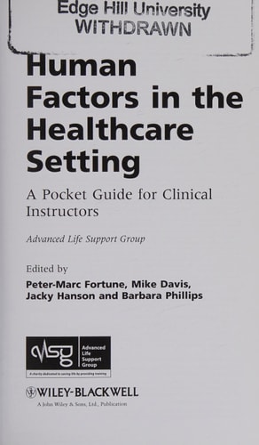 Human Factors in the Health Care Setting A Pocket Guide for Clinical Instructors