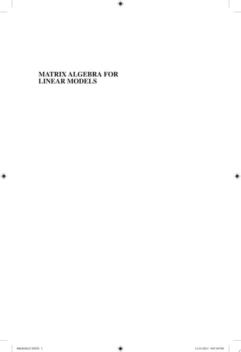 Matrix Algebra for Linear Models