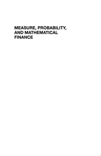 Measure, Probability, and Mathematical Finance A Problem-Oriented Approach