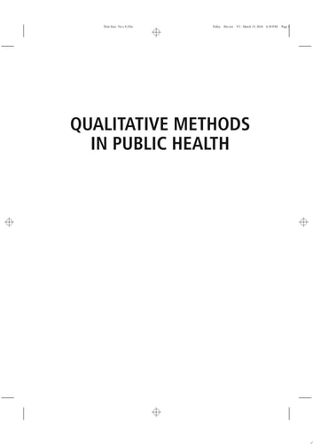 Qualitative Methods in Public Health A Field Guide for Applied Research