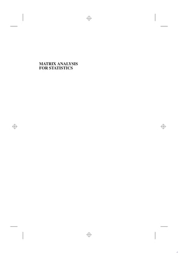 Matrix Analysis for Statistics