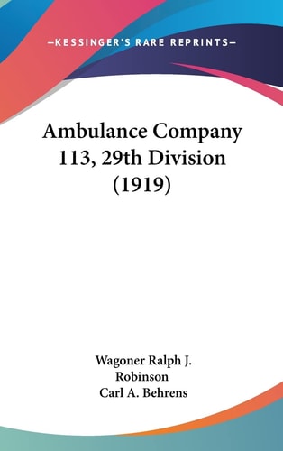 Ambulance Company 113, 29th Division (1919)