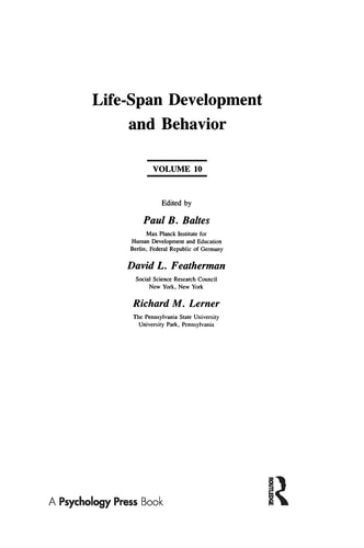 Life-Span Development and Behavior Volume 10