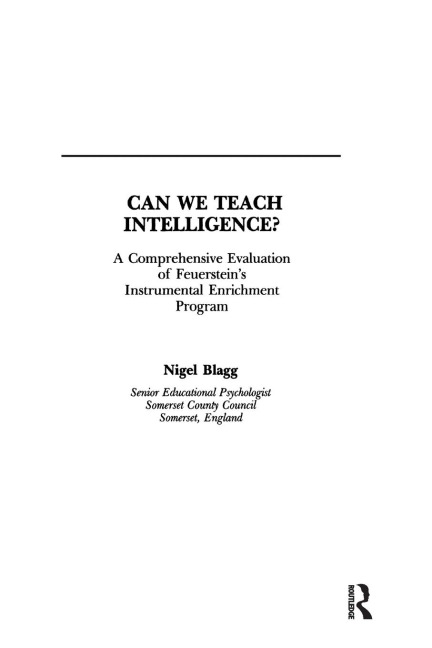 Can We Teach Intelligence?: A Comprehensive Evaluation of Feuersteins Instrumental Enrichment Programme