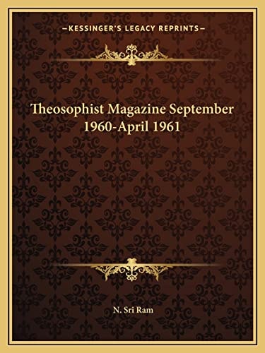 Theosophist Magazine September 1960-April 1961