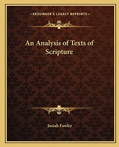 An Analysis of Texts of Scripture