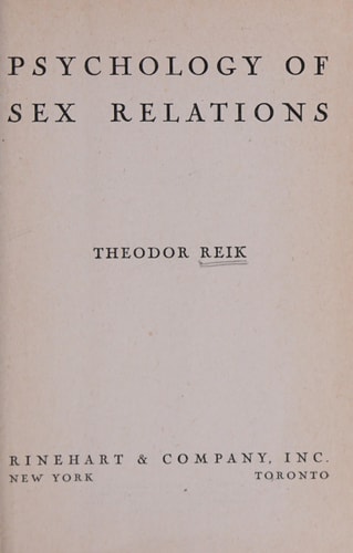 Psychology Of Sex Relations