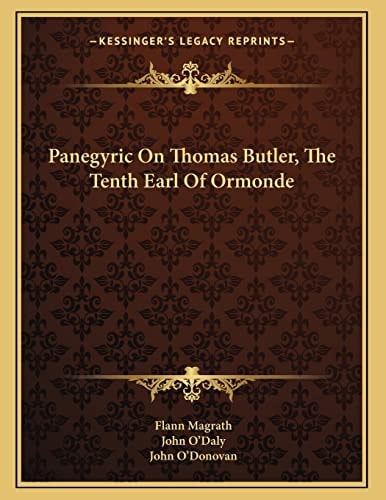 Panegyric On Thomas Butler, The Tenth Earl Of Ormonde