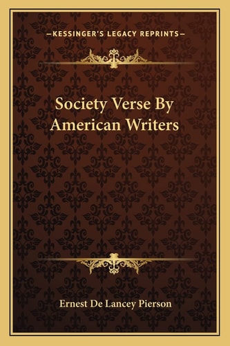 Society Verse By American Writers