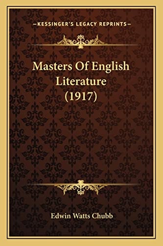 Masters Of English Literature (1917)